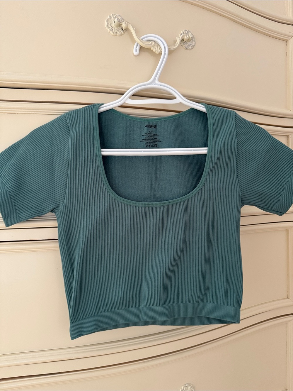 Ardene Ribbed Scoop Crop Top - Teal